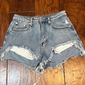 Signature8 Distressed High-Rise Denim Cutoff Shorts | Small